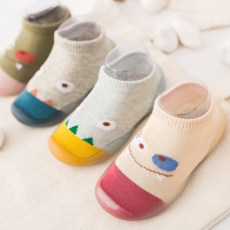 Chaussures de printemps et automne pour bébé – Chaussons en coton respirant à semelle souple avec motif petit monstre pour garçons et filles