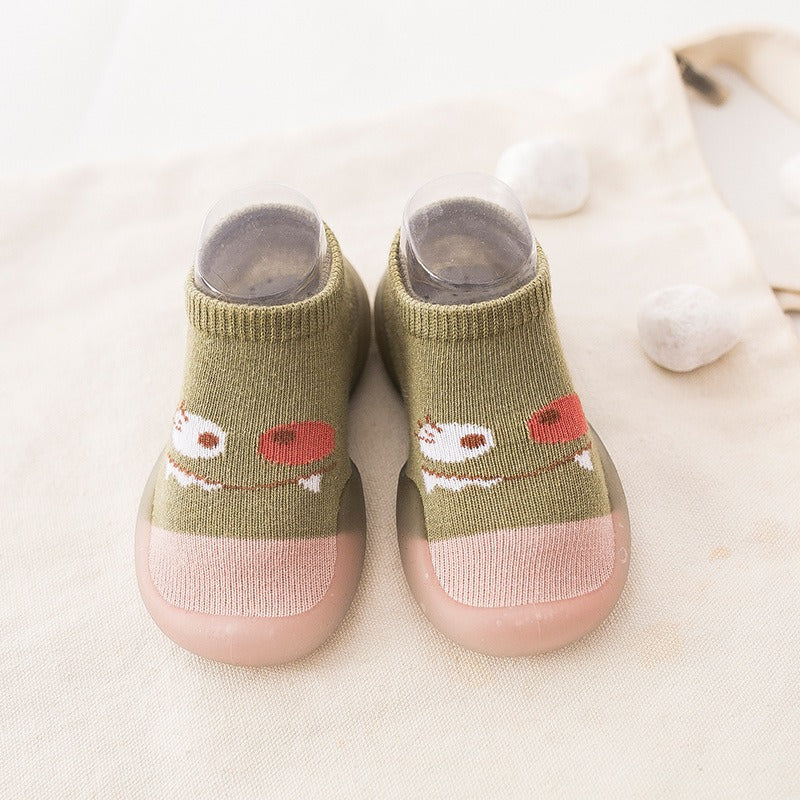 Chaussures de printemps et automne pour bébé – Chaussons en coton respirant à semelle souple avec motif petit monstre pour garçons et filles