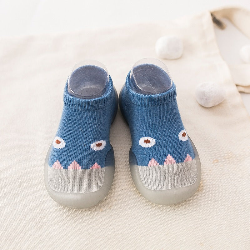 Chaussures de printemps et automne pour bébé – Chaussons en coton respirant à semelle souple avec motif petit monstre pour garçons et filles