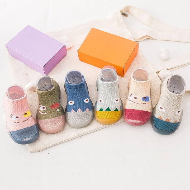 Chaussures de printemps et automne pour bébé – Chaussons en coton respirant à semelle souple avec motif petit monstre pour garçons et filles