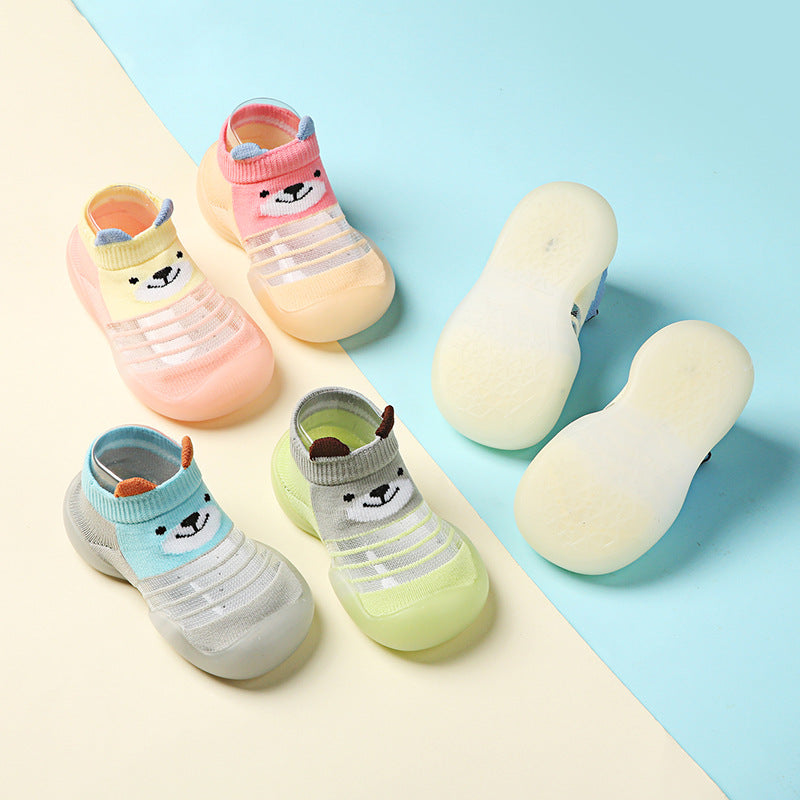 Chaussures d'été pour bébé – Chaussons en coton respirant à semelle souple avec motif de dessin animé pour garçons et filles